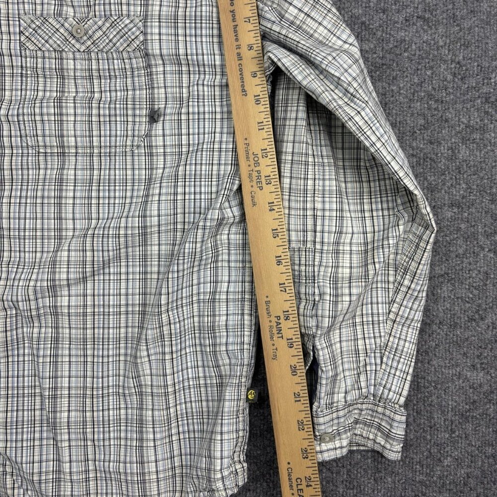 The North Face Shirt Mens Large Beige Blue Plaid Button Front Long Sleeve - Picture 5 of 7